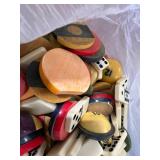 Vintage Poker Chip Set with Wooden Caddy and Assorted Dominoes