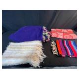 Set of 4 Colorful Throw Blankets and Rugs