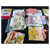 Collection of Vintage State Souvenir Tea Towels and Linens