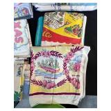 Collection of Vintage State Souvenir Tea Towels and Linens