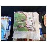 Collection of Vintage State Souvenir Tea Towels and Linens