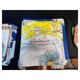 Collection of Vintage State Souvenir Tea Towels and Linens