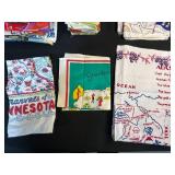 Collection of Vintage State and Travel Souvenir Linen Tea Towels