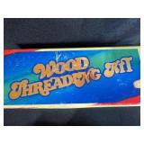 Mixed Lot of Wood Threading Kit, Taps, Hardware, Cloth, and Storage Bin