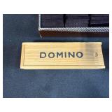 Assorted Board Game Pieces, Dominoes Sets, Poker Chips, and Storage Bin