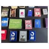 Large Collection of Vintage and Assorted Playing Card Decks in Storage Bin