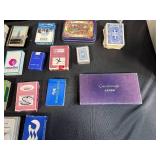 Large Collection of Vintage and Assorted Playing Card Decks in Storage Bin