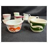 Assorted Vintage and Antique China Cups, Creamers, Bowls, and Teapot