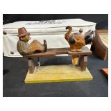 Vintage Mixed Lot: Tartan Case, Bahamas Airways Bag, Wood Tray, Tools and Collectibles