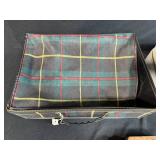 Vintage Mixed Lot: Tartan Case, Bahamas Airways Bag, Wood Tray, Tools and Collectibles