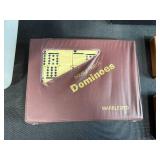 Collection of Dominoes, Checkers, and Classic Board Game Sets in Storage Box