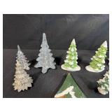 Assorted Holiday Tree and Forest Decor Figurines with Candle Holders
