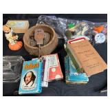 Vintage and Antique Collectibles Lot with Stereoscope Viewers, Ephemera, and Trinkets
