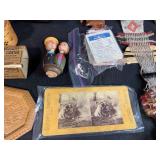 Vintage and Antique Collectibles Lot with Stereoscope Viewers, Ephemera, and Trinkets