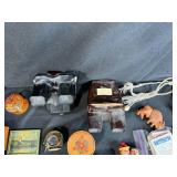 Vintage and Antique Collectibles Lot with Stereoscope Viewers, Ephemera, and Trinkets