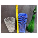 Eclectic Decor and Collectibles Lot with Glass Vases, Brass Weights, Oil Can, and Figurines