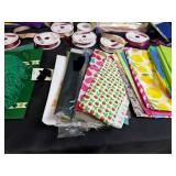 Large Lot of Gift Wrapping Supplies with Ribbons, Tissue Paper, Bags, and More