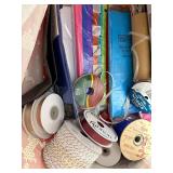 Large Lot of Gift Wrapping Supplies with Ribbons, Tissue Paper, Bags, and More