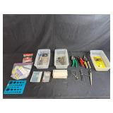 Drafting Tools and Hand Tools Lot with Compasses, Pliers, Templates, and Accessories