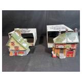 Set of 2 Department 56 North Pole Series Heritage Village Porcelain Buildings