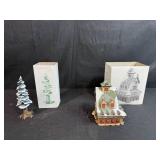 Department 56 Village Pole Pine Tree and Snow Village Building with Boxes