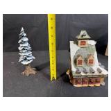 Department 56 Village Pole Pine Tree and Snow Village Building with Boxes