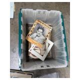 Collection of Vintage Sheet Music, Prints, and Framed Artwork in Storage Tote