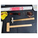 Mixed Art and Craft Supply Lot with Paints, Tools, and Wood Pieces