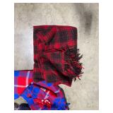 Collection of Plaid and Patterned Throw Blankets with Storage Tote