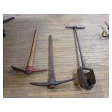 Post Hole Digger and Pick Axes