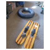 Water Skis and Inner Tube