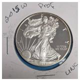 2015 W - American Silver Eagle - Proof Mint - 1 Oz. Fine Silver  (223,879 Minted)