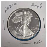 2021 W - American Silver Eagle - Proof Mint - 1 Oz. Fine Silver  (384,279 Minted)