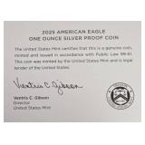 2025 W - American Silver Eagle - Proof Mint - 1 Oz. Fine Silver  (247,060 Minted) - Comes with Leather Wrapped Case and COA
