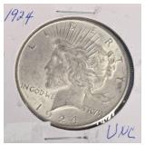 1924 - Silver Peace Dollar - Uncirculated Condition