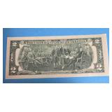 1976 $2 Bill With Utah Bicentennial Stamp - Low Serial Number - Crisp Bill (Very Collectible)