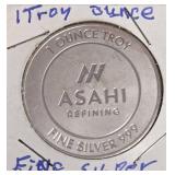 ASAHI Refining - 1 Troy Oz. -  .999 Fine Silver Round - Uncirculated Condition