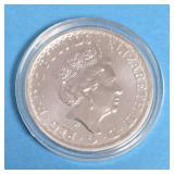 2022  2 Pounds Elizabeth II Silver Britannia Coin  -  .999 Fine Silver -Airtite Case