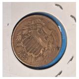 1865  2 Cents Coin - VF- Very Collectible