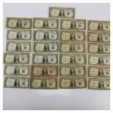 US $ 1 Dollar Silver Certificate Lot of 25