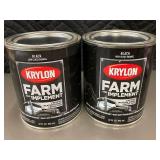 MIL 4 - Krylon Farm & Implement Black Enamel 32 oz - Lot of 2 (Low Gloss & High Gloss)