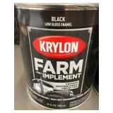 MIL 4 - Krylon Farm & Implement Black Enamel 32 oz - Lot of 2 (Low Gloss & High Gloss)