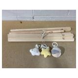 Wooden Baby Play Gym - Natural Finish Pinewood Baby Activity Gym with 3 Sensory Hanging Toys -  Safe and Durable for Infant Motor and Visual Development - Natural Wood (Missing Hardware)