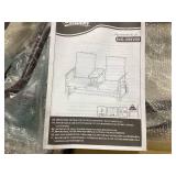 Outsunny Outdoor 2-Person Glider Bench, Outside Glider Swing Chair Loveseat with Table, Steel Frame, Blue