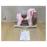 Qaba Kids Plush Ride-On Rocking Horse with Bear Toy, Children Chair with Soft Plush Toy & Fun Realistic Sounds, Pink