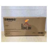 HOMCOM Farmhouse Dining Table Chairs, Set of 2 Rubber Wood Kitchen Table Chairs with Open Back for Living Room, Light Gray