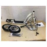 Aosom Youth Scooter Front and Rear Caliper Dual Brakes 12-Inch Inflatable Front Wheel Ride On Toy For Age 5+ - White (Transit Damage: 1 Handle Broken Off, See Photos)