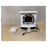 HOMCOM 18" Electric Fireplace Stove, Freestanding Fireplace Heater with Realistic LED Flame, Adjustable Temperature, Overheat Protection, 750W/1500W, White (Maybe Missing Hardware)