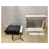 HOMCOM 26" Freestanding Electric Fireplace with Mantel, 1400W Replaceable Fireplace Insert Heater with 3D Flame Effect, WHite (Used, Damage: Mantel Broken Off)