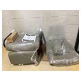 HOMCOM Faux Leather Manual Recliner, Adjustable Swivel Lounge Chair with Footrest, Armrest and Wrapped Wood Base for Living Room, Gray